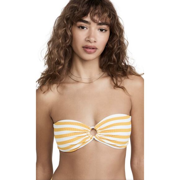 NWT FAITHFULL THE BRAND Swim Malady Bikini Top Striped Yellow Size Small 4 New - Picture 1 of 8